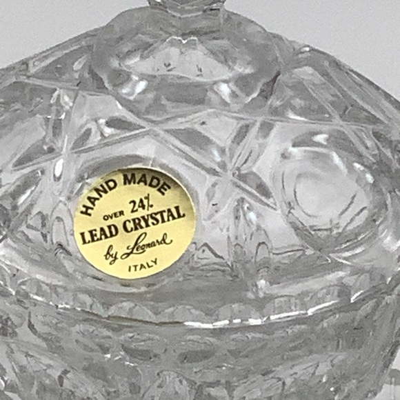 Vintage Leonard Handmade Lead Crystal Covered Sugar, Creamer and Tray Set - Picture 5 of 16